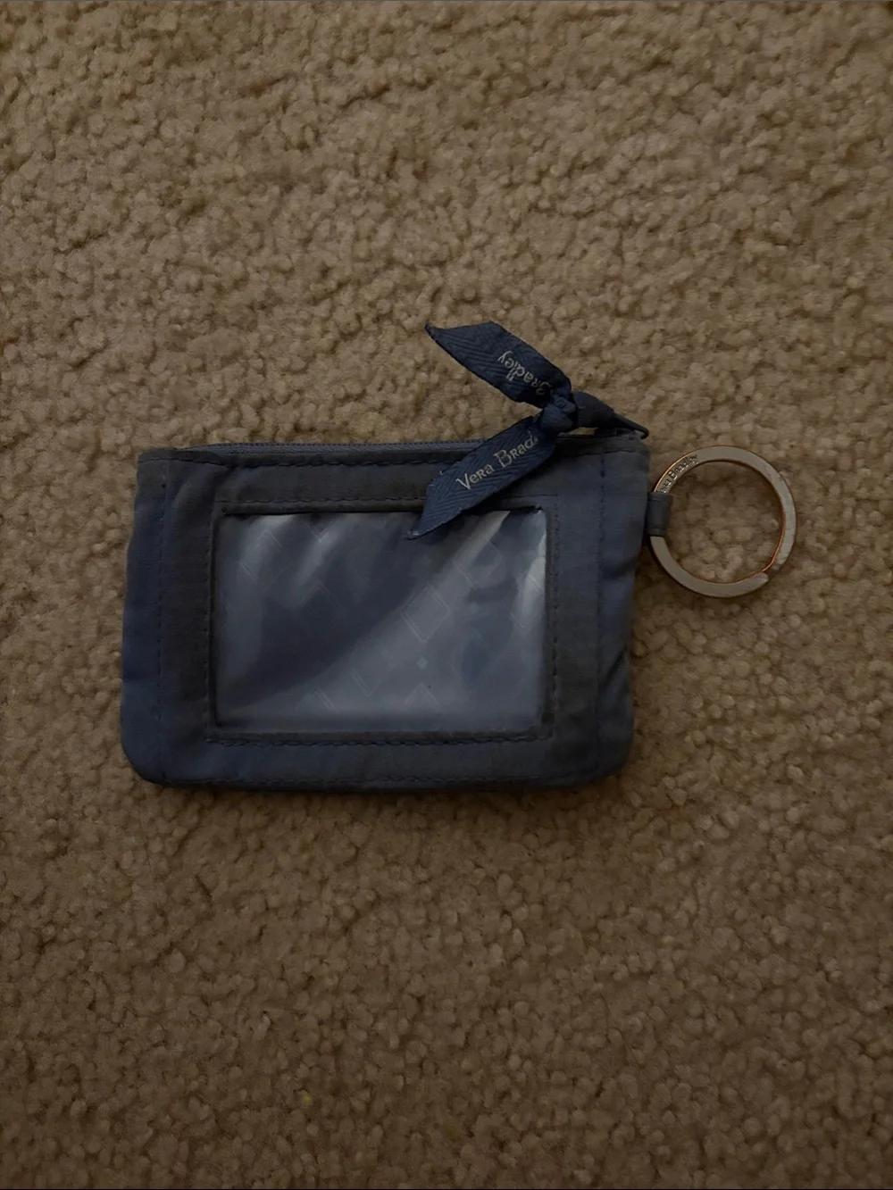 Vera Bradley Slate Blue ID Window Keyring Wallet